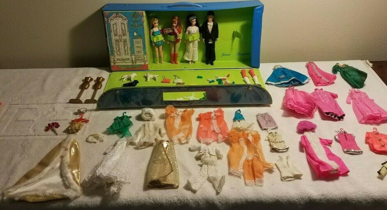 Dawn and Her Friends Case Clothes Four Dolls Boots Shoes Purses Beauty Pageant