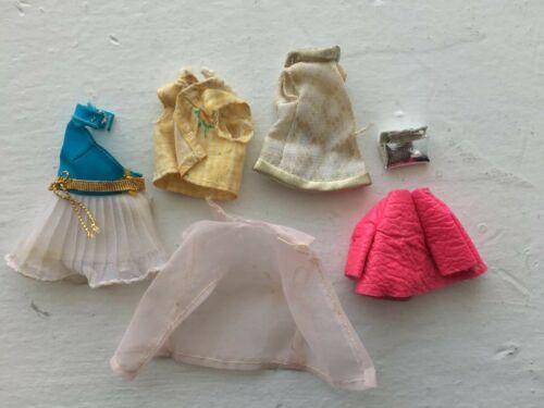 Vintage Topper Dawn Doll Clothing 1970 Dress Outfits Lot Silver Purse Pink Coat