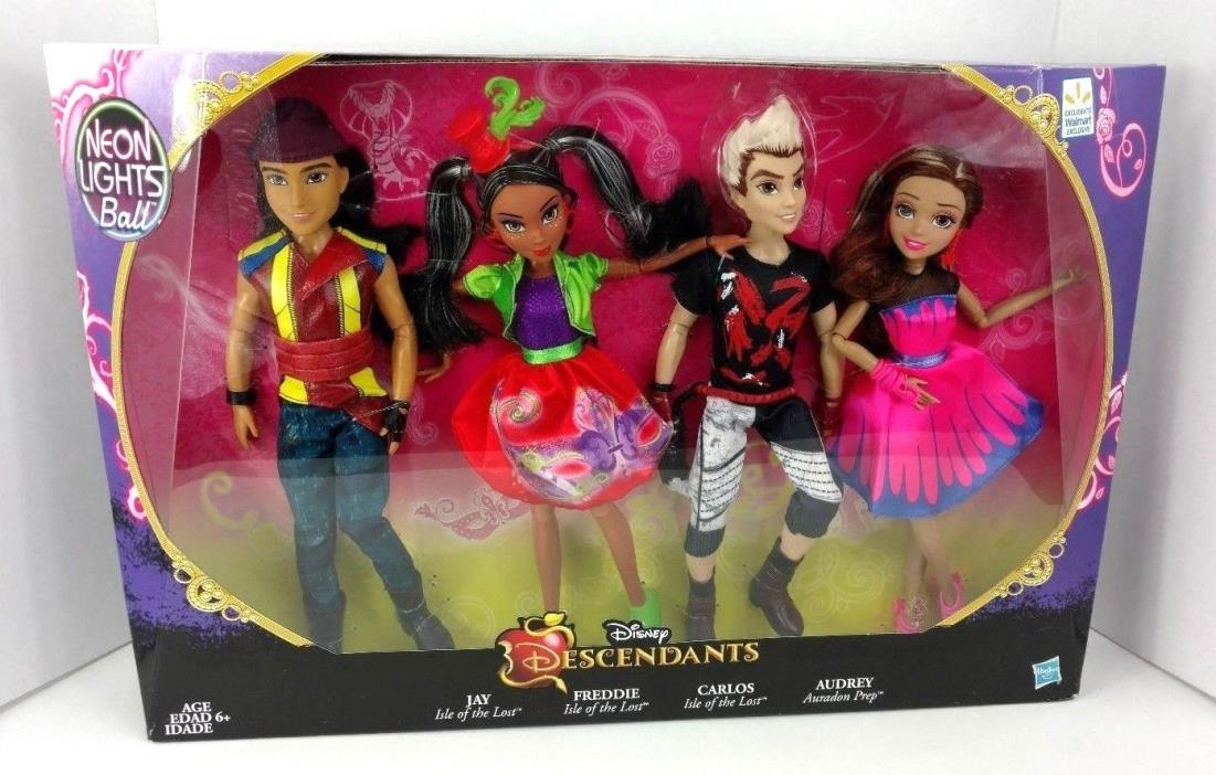 Disney Descendants Neon Lights Ball Exclusive 4-Pack Jay Freddie Carlos and Audr