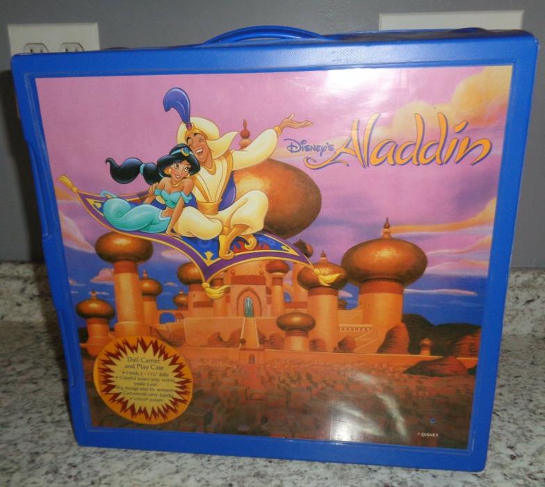 Vintage Disney ALADDIN Carry Case w/ Jasmine & Aladdin Dolls