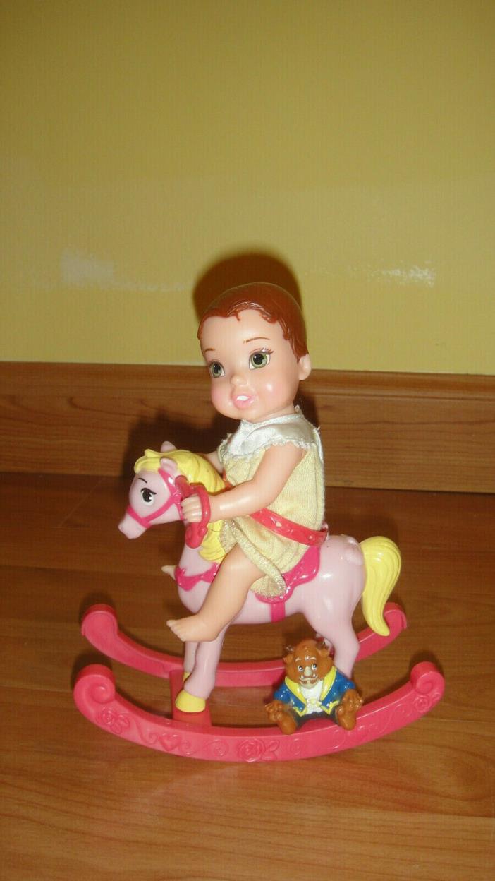 Disney Princess BABY BELLE Doll with Rocking horse and little prize