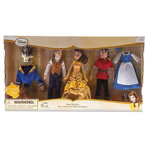 New Disney Store Beauty And The Beast Mini Doll Set Costumes Belle Gaston Beast