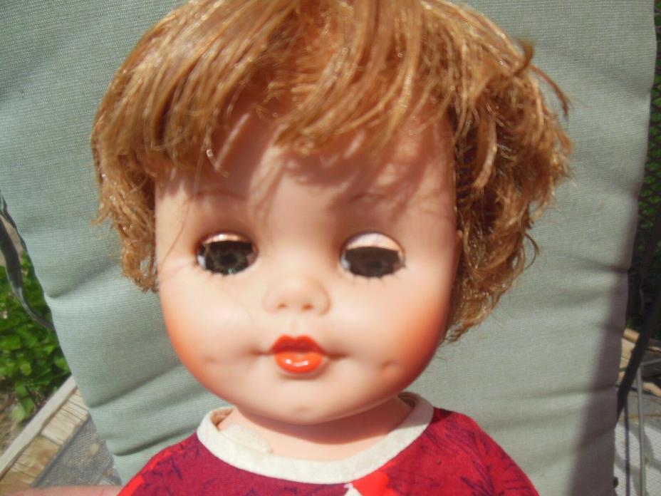 Vintage Eegee Rubber Girl Baby Doll 13 inches