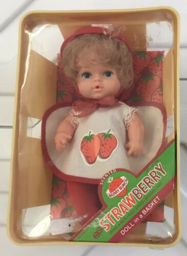Vintage Eegee Strawberry Berry Bunch Doll In A Basket 1979 NEVER OPENED ORIGINAL