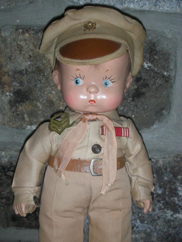 NR Vintage Effanbee Skippy Doll Composition Military Uniform 14