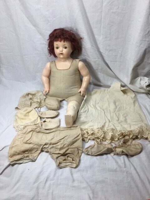 VINTAGE EFFANBEE DOLL COMPOSITION ARMS LEG HEAD 24 INCH AMPUTEE