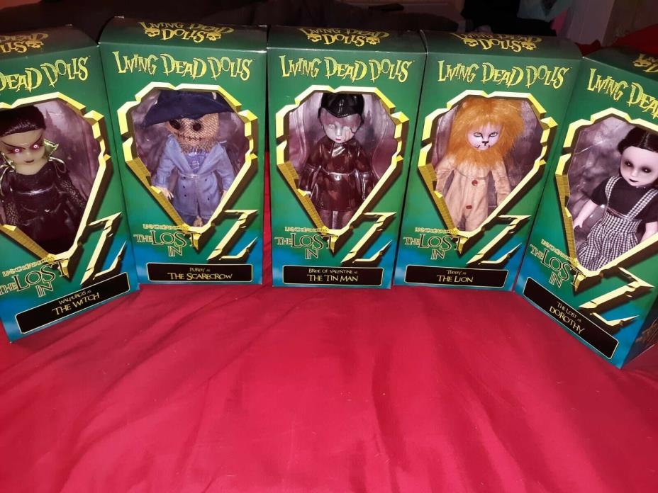 Living Dead Dolls Wizard Of Oz 5 Doll Set Dorothy Witch Tinman Lion Scarecrow