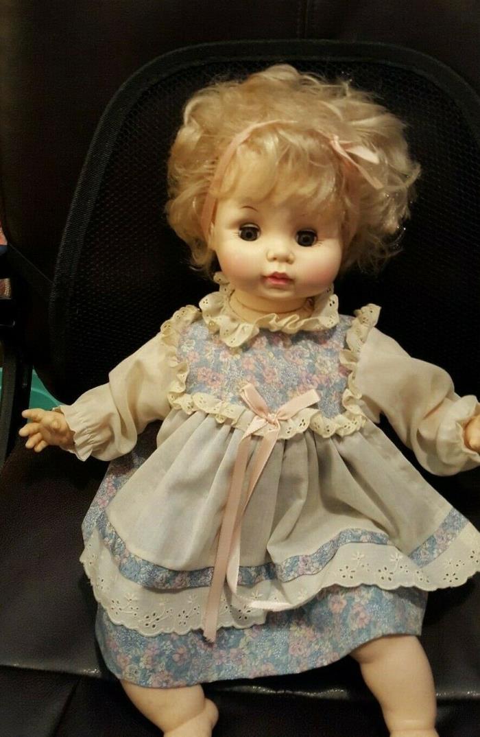 Vintage 1968 Effanbee Sweetie Pie doll with crier, original dress, 19 inches