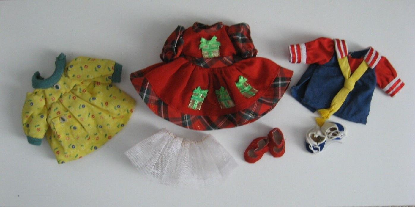 Effanbee 9 inch Sammie Doll dress, outfits, shoes lot