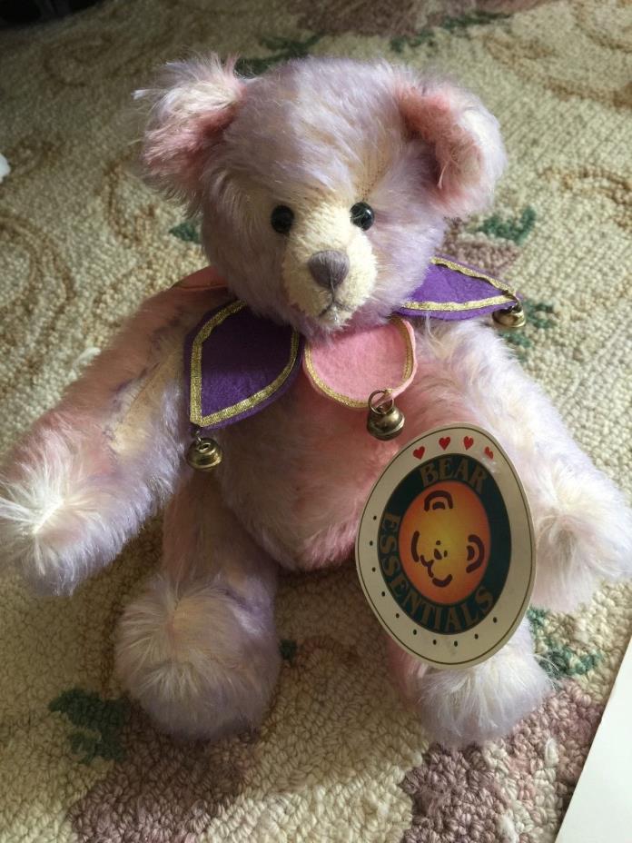 Effanbee-Doll-Co-Pink-Purple-Mohair-Jester-Jointed-Bear-Essentials-KEEBLER