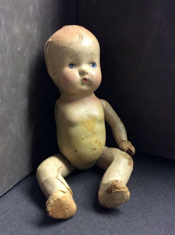 EFFANBEE (?) Composition Doll 8”- Vintage Selling for Parts or Repair