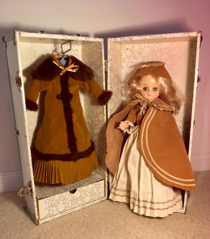 VINTAGE EFFANBEE DOLL w/TRUNK 1966 + 2 FULL OUTFITS