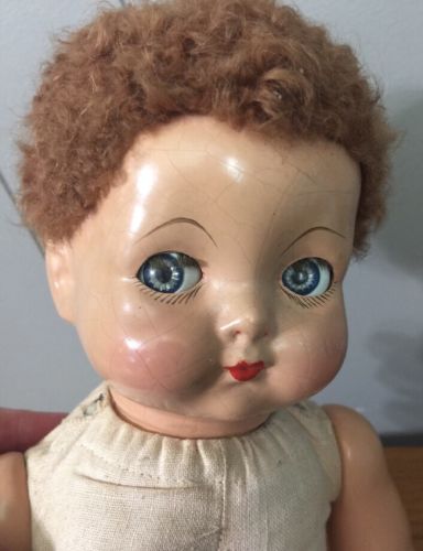 VINTAGE EFFANBEE COMPOSITION FLIRTY EYE DOLL 16