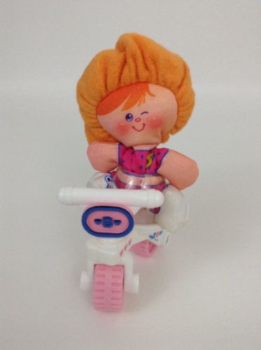 Vintage 1987 Fisher Price Smooshees #7276 Beth On A Bike Doll Orange Hair Plush