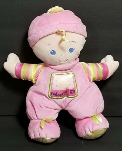 Fisher Price BABYS 1st DOLL Pink Rattle Blond Curl 10