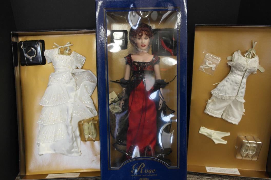 Franklin Mint Titanic Rose Doll AND 2 New Ensembles Heavenly And Corset RARE!