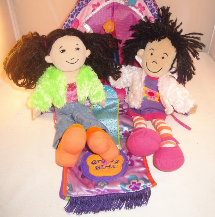 Manhatten Toy Groovy Girls Lot Tent Sleeping Bag 2 Dolls w/ Clothes