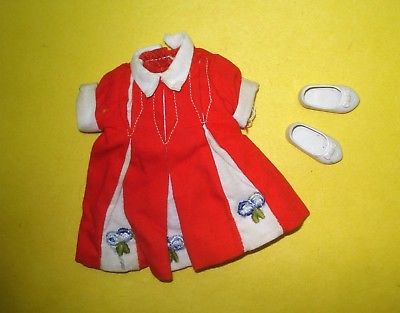 Vtg Deluxe Reading PENNY BRITE Doll Clothes ORIGINAL PLEATED DRESS W/ SHOES