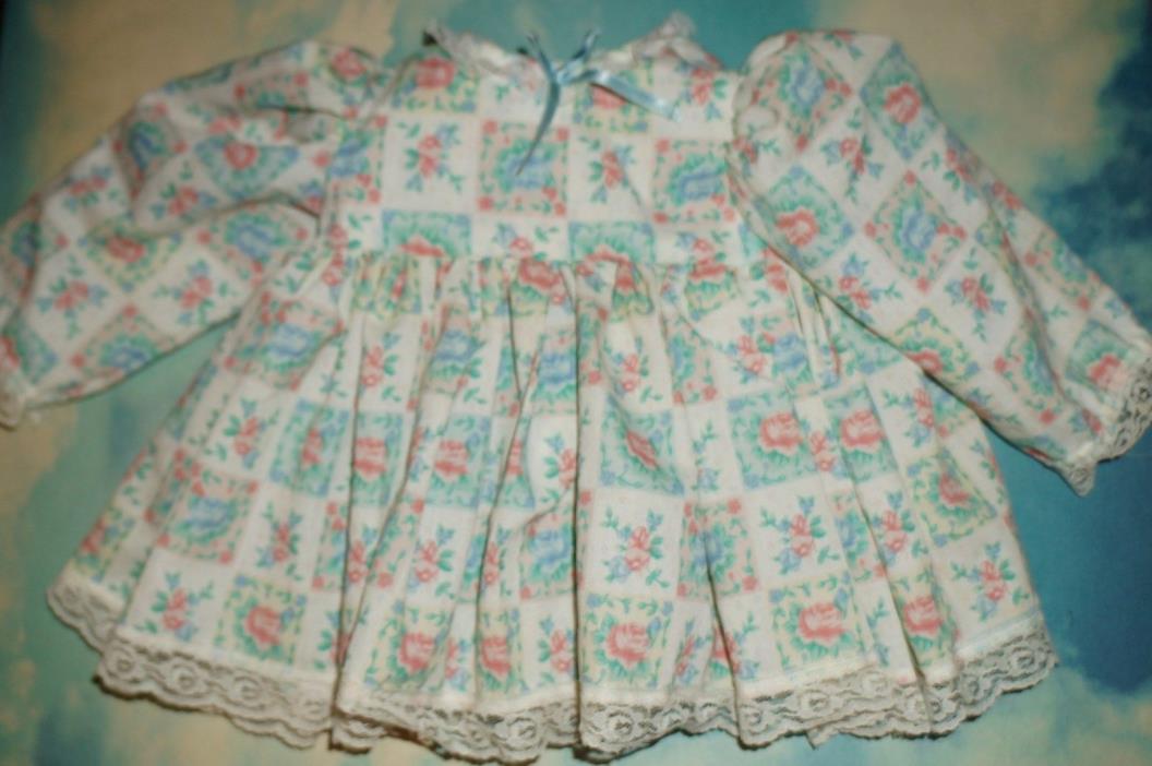 Vintage Handmade baby Doll Dress with Lace Trim For Doll of Approx 16