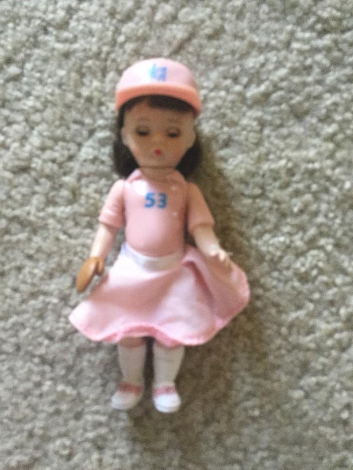 2005 Madam Alexander Girl Doll Baseball Glove Hat Pink Top Number 53 Brown Hair