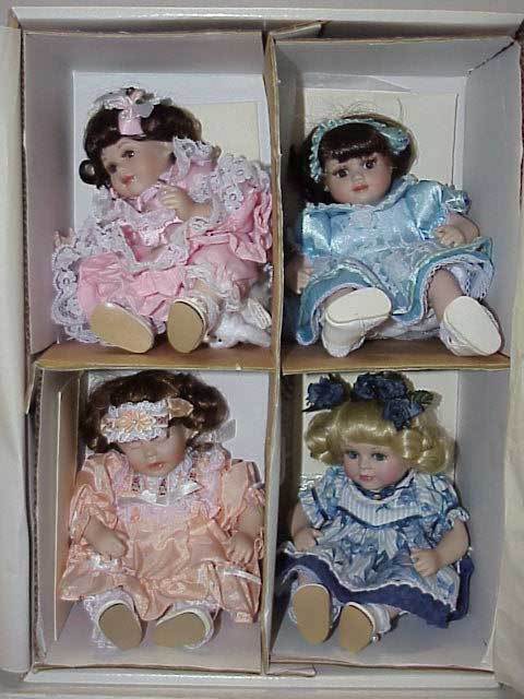 Marie Osmond Fine Porcelain Tiny Tots Collector Dolls with COA Set