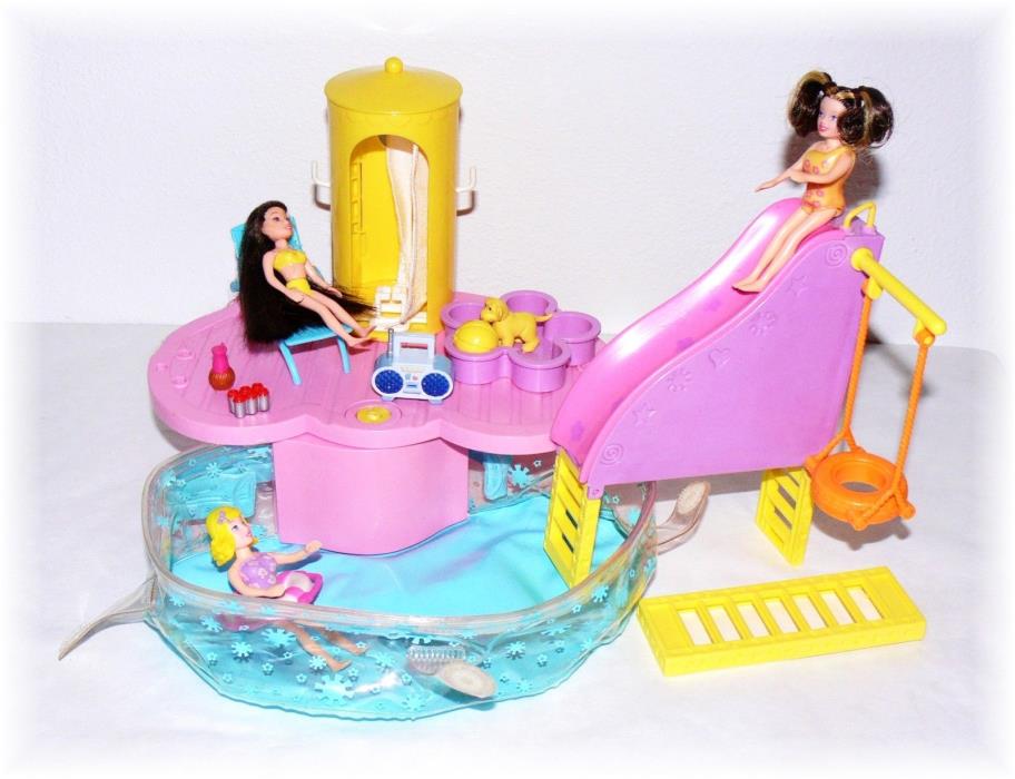 Fashion Polly Pocket Swimming Pool & Slide Playset with Dolls, Accessories