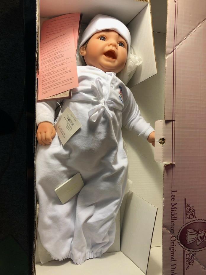 Lee Middleton Reva Newborn Nursery Doll Box Bible Parent Packet Thumb Suck