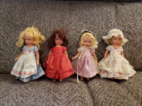 Vintage Lot of Four Nancy Ann Storybook Dolls - Bisque & Hard Plastic 5 1/2