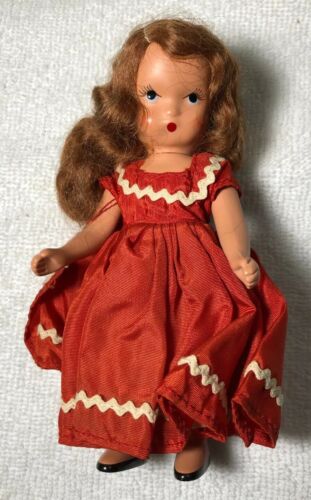 Vintage 5.5” Bisque Doll NANCY ANN STORYBOOK Tall with Red dress Hair