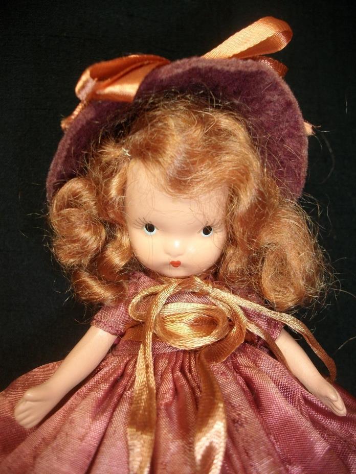 Vintage Bisque Nancy Ann Storybook Doll 5.5 Auburn Hair Stiff Legs