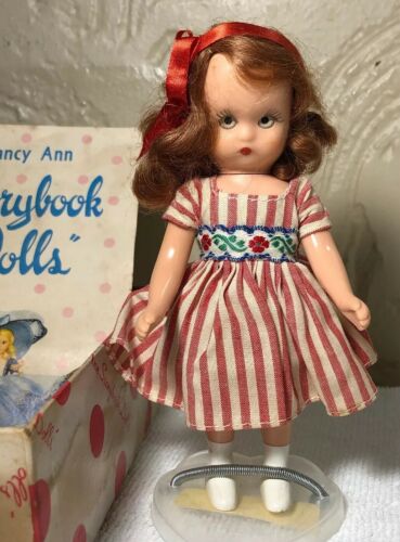 Vintage Nancy Ann storybook doll Big sister goes to play Red Stripe Dress 61