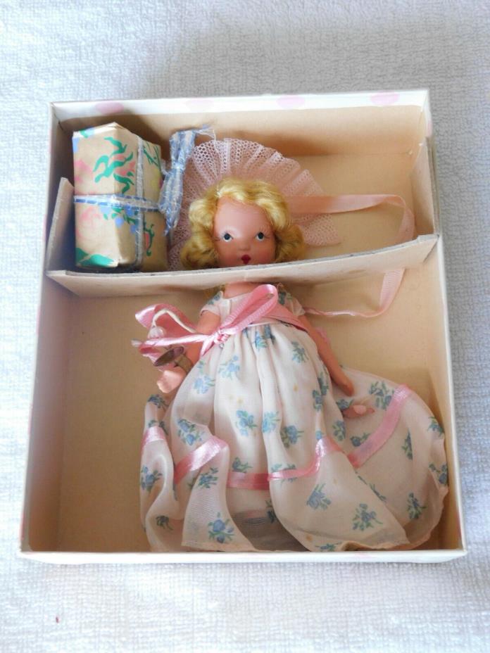 Vintage 1940s NANCY ANN STORYBOOK Doll #87 Bridesmaid, with Box & Wrist Tag