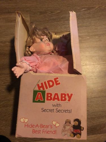 Rare Vintage HIDE A BABY Doll  Monarch Toys Secret Pouches Soft Body 1986