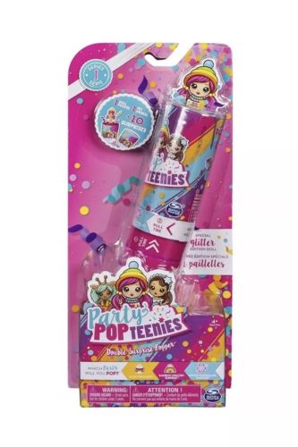Party Pop Teenies-Double Surprise Popper- Series 1- Special Glitter Edition Doll