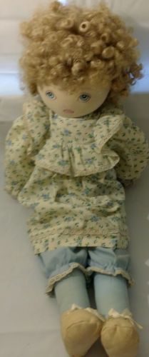 Dolls By Pauline Vintage All Cloth Curly Haired Baby Doll 1981 Soft Babydoll
