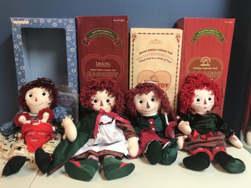 Raggedy Ann Holiday Keepsake Series Dolls 4 Dolls 1999-2002 Applause Dakin 18”