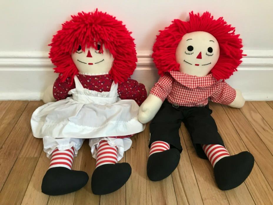 Rare Vintage 26” Raggedy Ann and Andy Dolls 20+ years with unique features #P14