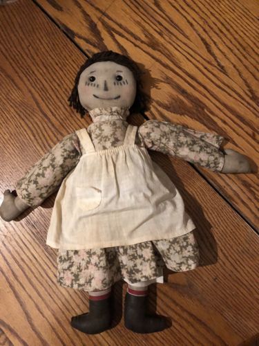 Rare Early Volland Raggedy Ann Doll Hand Painted Face Cottage Industry Folk Doll