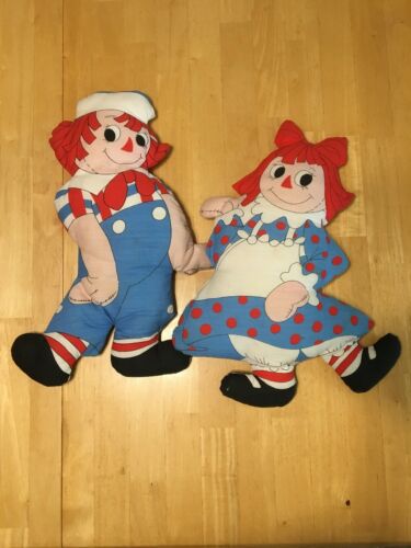 Bobbs-Merrill Co Raggedy Ann  & Andy Stuffed Pillow Dolls 1978 VTG 20” Pre-Owned