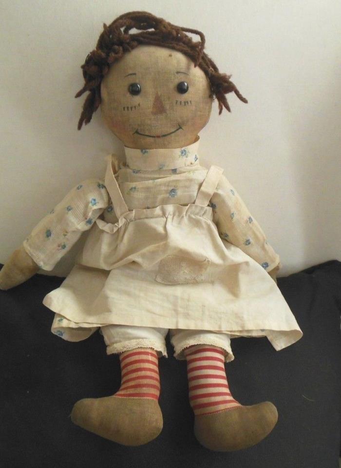 VINTAGE VOLLAND RAGGEDY ANN DOLL c.1924-28 with HEART, DRESS, APRON~~ RARE