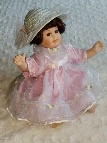 Connoisseur Doll Collection Seymour Mann Girl Sitting Baby Pink White Outfit