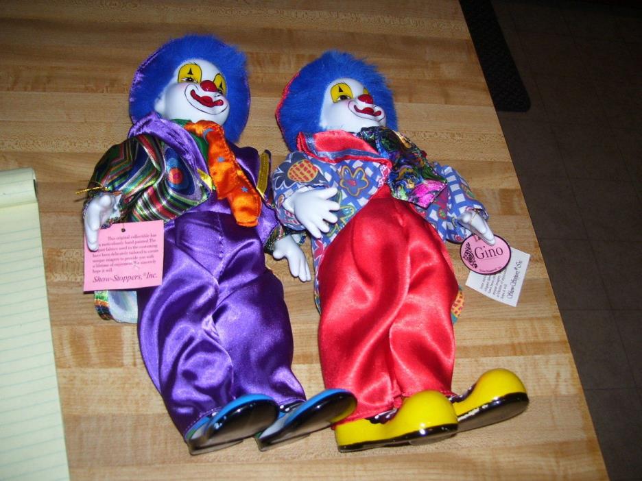 (A) Pair Show-Stoppers Groovies and Gino Clown Dolls