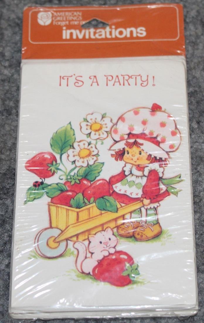 Vintage Strawberry Shortcake Party Invitations 8 Pack New Sealed