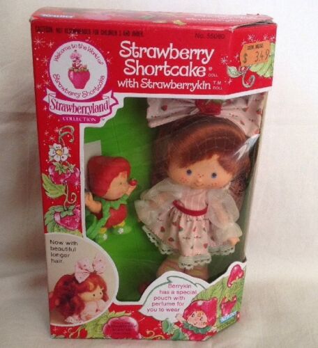 Vintage Strawberry Shortcake Doll With Strawberrykin Berrykin In Box Rare