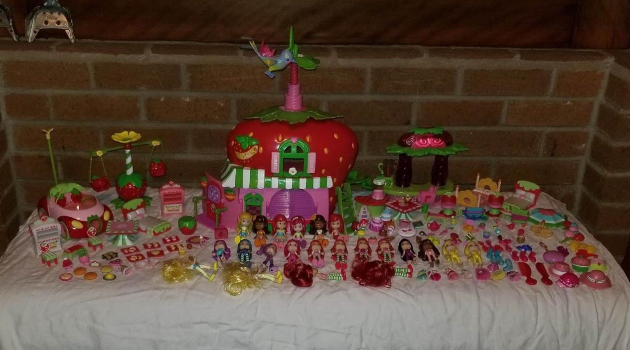 Huge Lot of Strawberry Shortcake 18 Dolls Cafe Car & Accessories