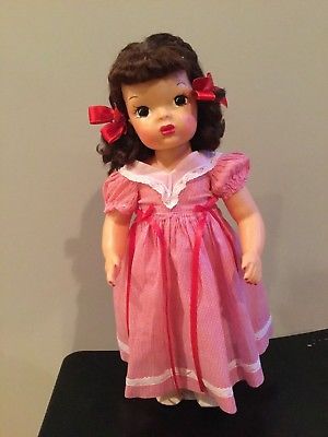 Doll Terri Lee wearing Red and White Square Dance Dress tagged 1950s