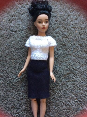 White Knit Sweater & Black Skirt for 10” Tiny Kitty Collier or similar size doll