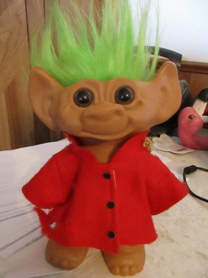 Vintage Troll Doll by UNEEDA Wishnik Green Hair 8