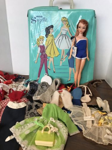 Vintage 1962 Uneeda Miss Suzette Fashion Doll / Case/ Wardrobe