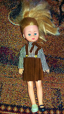 Vintage 1977 Vogue Ginny Doll in Brown Check Jumper Outfit